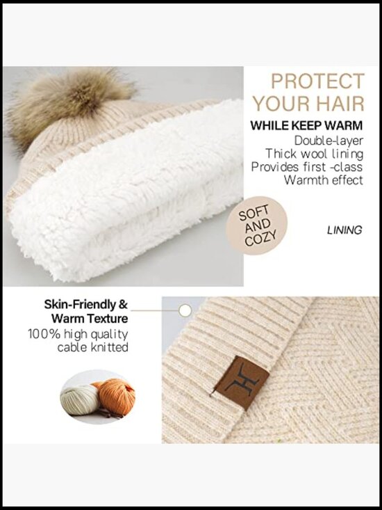 Winter Knit Beanie Hat Long Scarf Touchscreen Gloves Set Fleece Lined main image 4